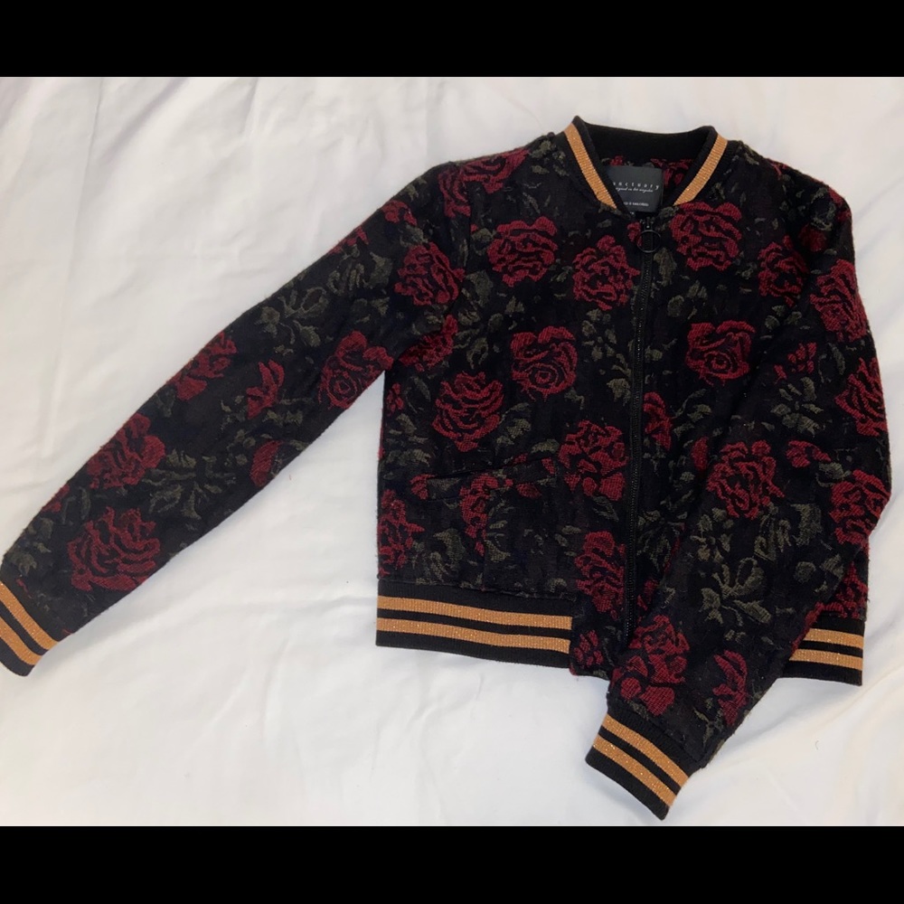 Sanctuary rose patterned bomber jacket